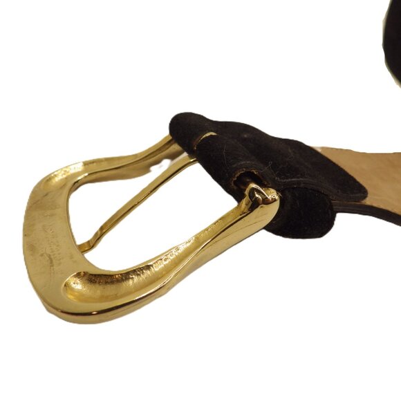 Vintage SAKS Fifth Avenue Black Suede Belt/ Wide/ Large - Picture 3 of 6